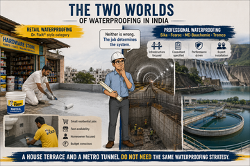 Retail vs Professional-Grade Waterproofing Chemicals in India: What Contractors Actually Buy